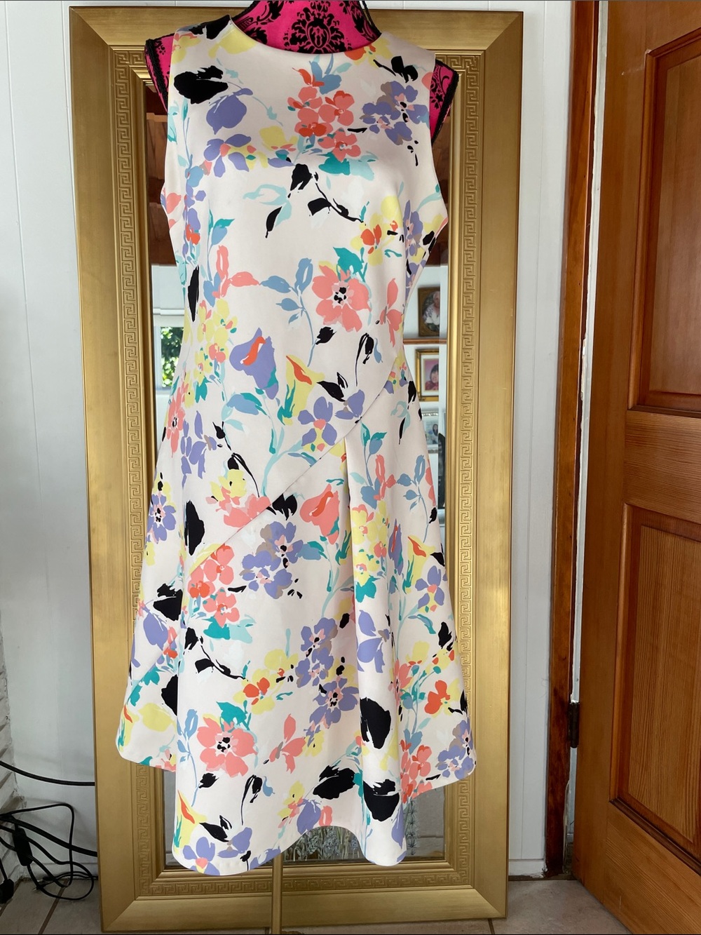 Calvin Klein Ivory Mini Dress with Pastel Floral Print
